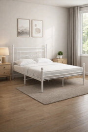 White Metal Bed Frame with Decorative Headboard white metal bed / Base
