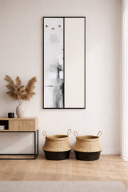 Wall Art Panel with Mirror and Hooks for Entryway Living Room 180x80cm wall art panel