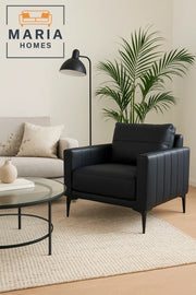 Black Faux Leather Single Sofa