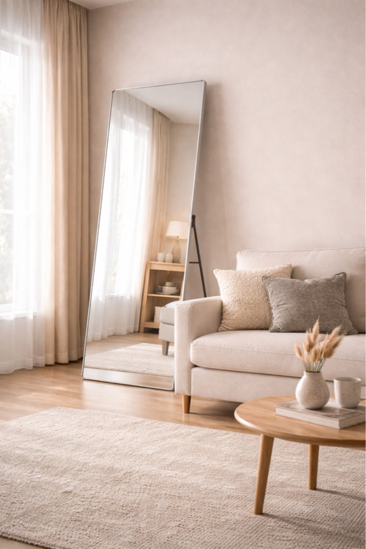 Silver Full Length Standing Mirror 70x180cm Modern Floor silver full length