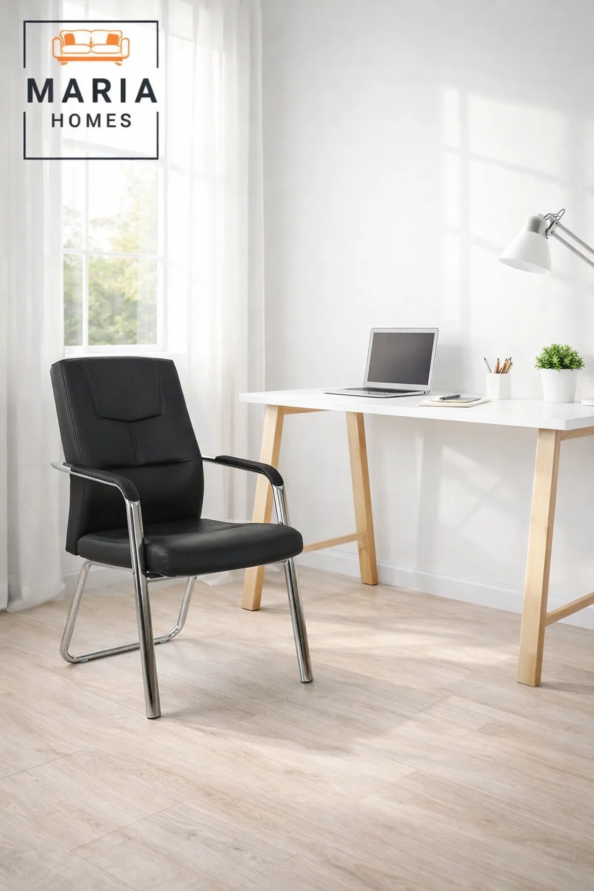Black Visitor Chair with Armrests Ð Comfortable Office Guest & Meeting Chair