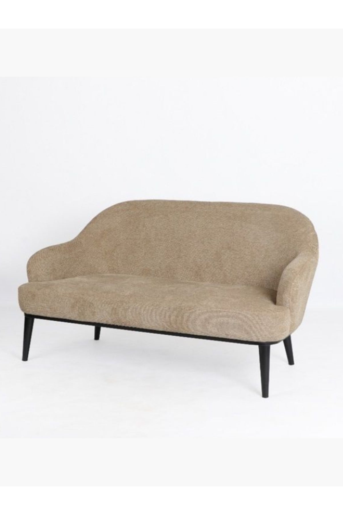 Modern Coffee Two-Seater Sofa Ð Elegant Fabric Couch with Curved Backrest & Tapered Legs