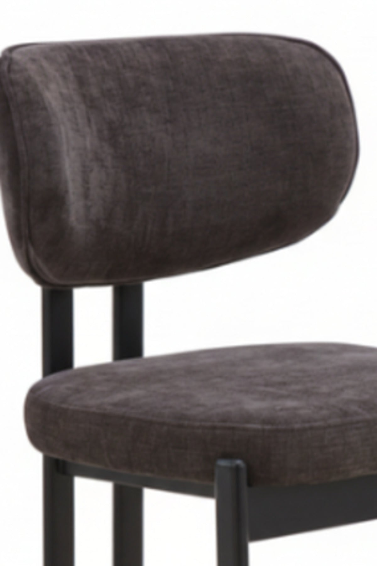 Dark Grey Upholstered Chair with Black Metal Legs, 80x49x48 CM dark grey upholstered