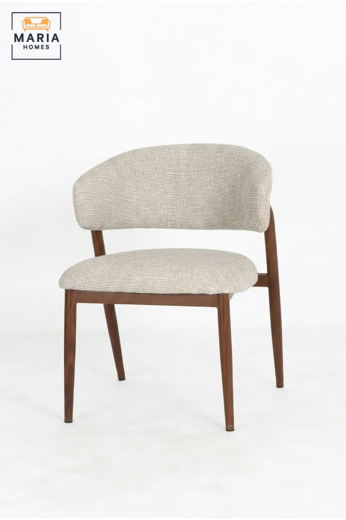 Modern Upholstered Dining Chair with Solid Wood Frame, Curved Fabric Backrest & Cushioned Seat, Contemporary Kitchen & Dining Room Chair