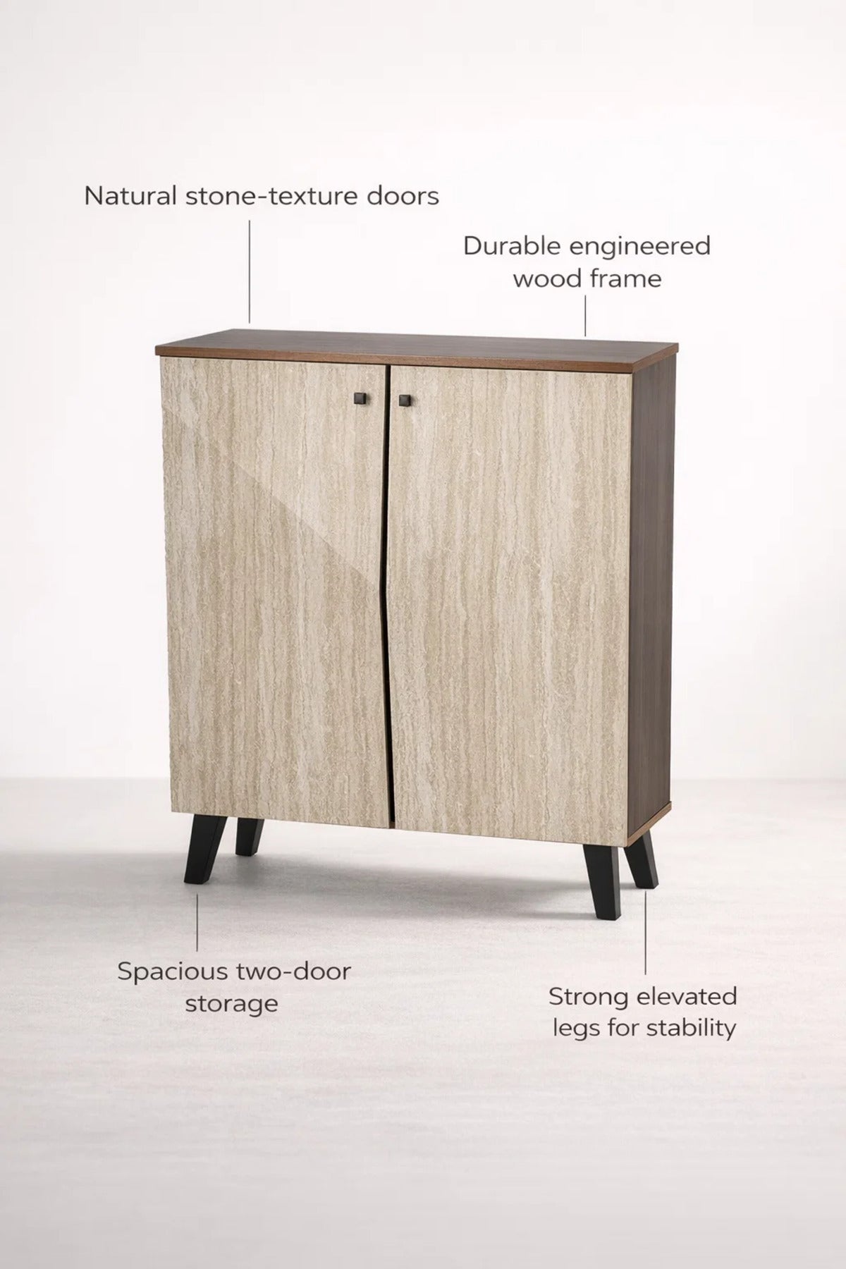 Dark Brown and Beige Shoe Cabinet with Minimal Design 80 x 32 x 93 cm