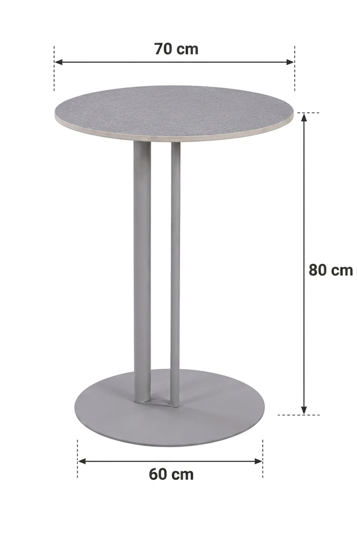 Modern Round Caf≈Ω Table with Grey Stone Top and Metal Pedestal Base √ê Contemporary Bistro Dining Table for Caf≈Ω, Restaurant, Kitchen & Lounge
