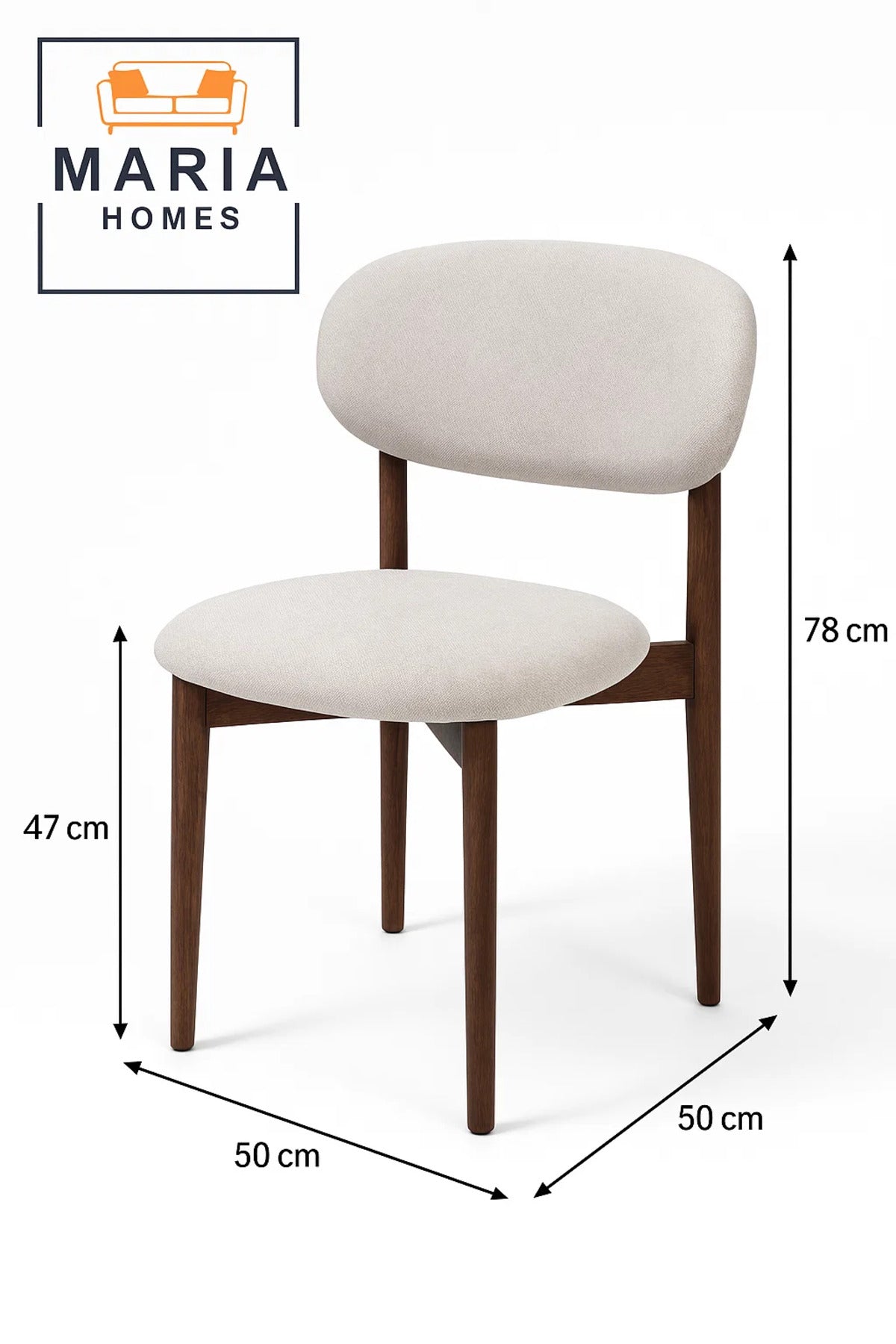 Beige Dining Chair Ð Modern Fabric Upholstered Seat with Wooden Legs