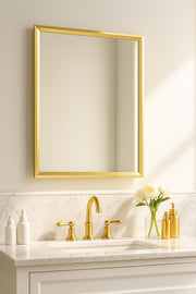 Rectangular Wall Mirror with Gold Frame Ð 80_60 cm Elegant Modern Decorative Mirror