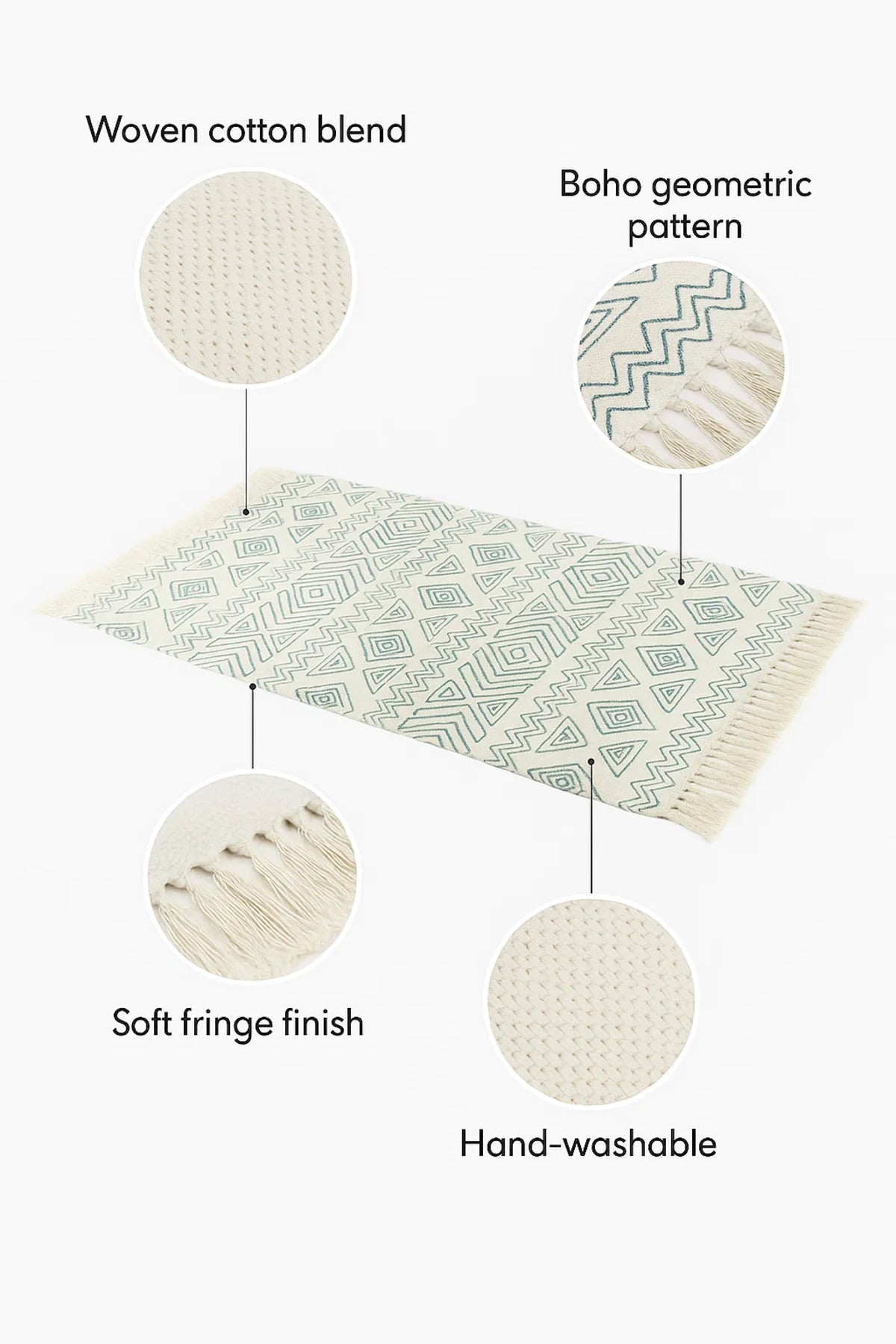 Boho Geometric Cotton Area Rug with Tassels Ð size 90x150 cm