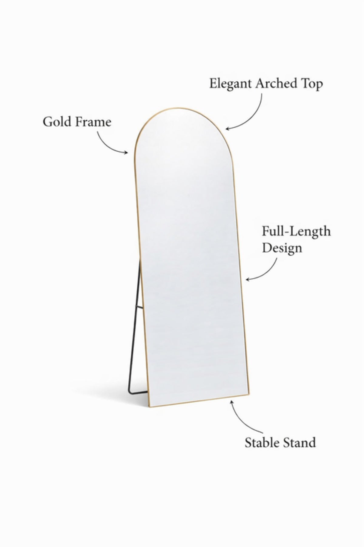 Silver Arched Full Length Standing Mirror 60x180cm Modern Floor silver arched full