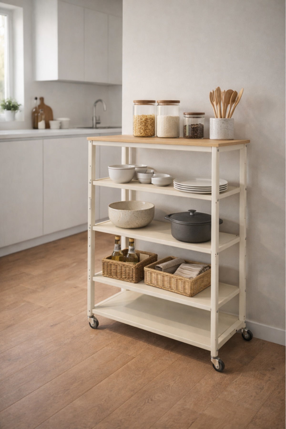 Multi-Layer Storage Shelf with Wheels 70_32_105 cm