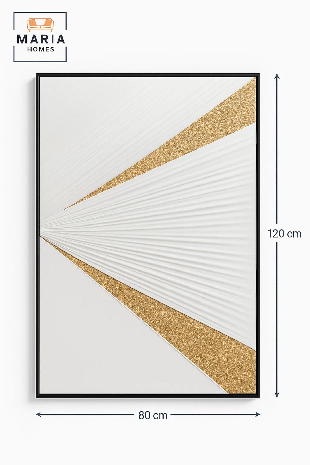 White and Gold Abstract Folded Wall Art Modern Luxury Textured Decor for Living Room 80*120CM