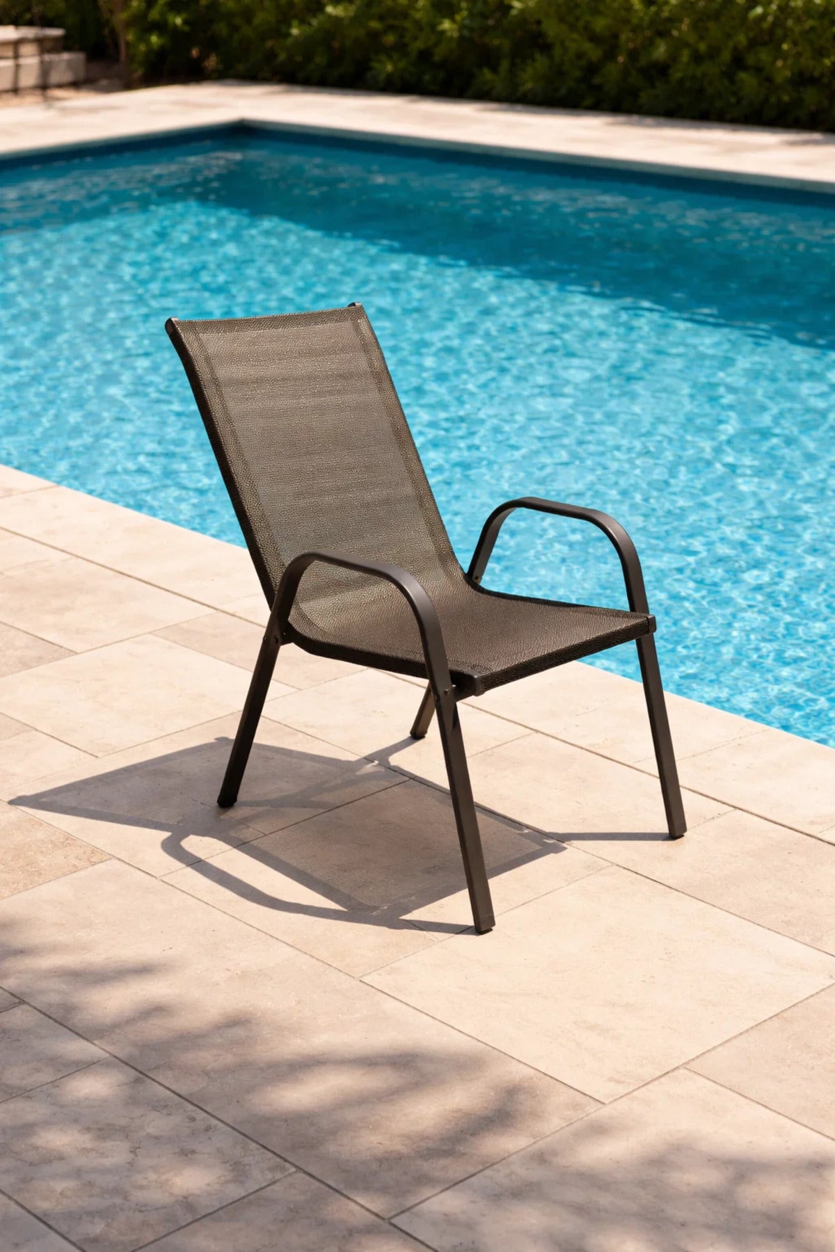 Premium Outdoor Garden Chair Stackable Metal Frame with Breathable Mesh Sling for Patio Balcony