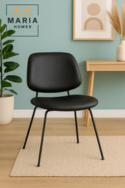 Modern Black Faux Leather Dining Chair with Metal Legs Ð Sleek and Durable Contemporary Seating