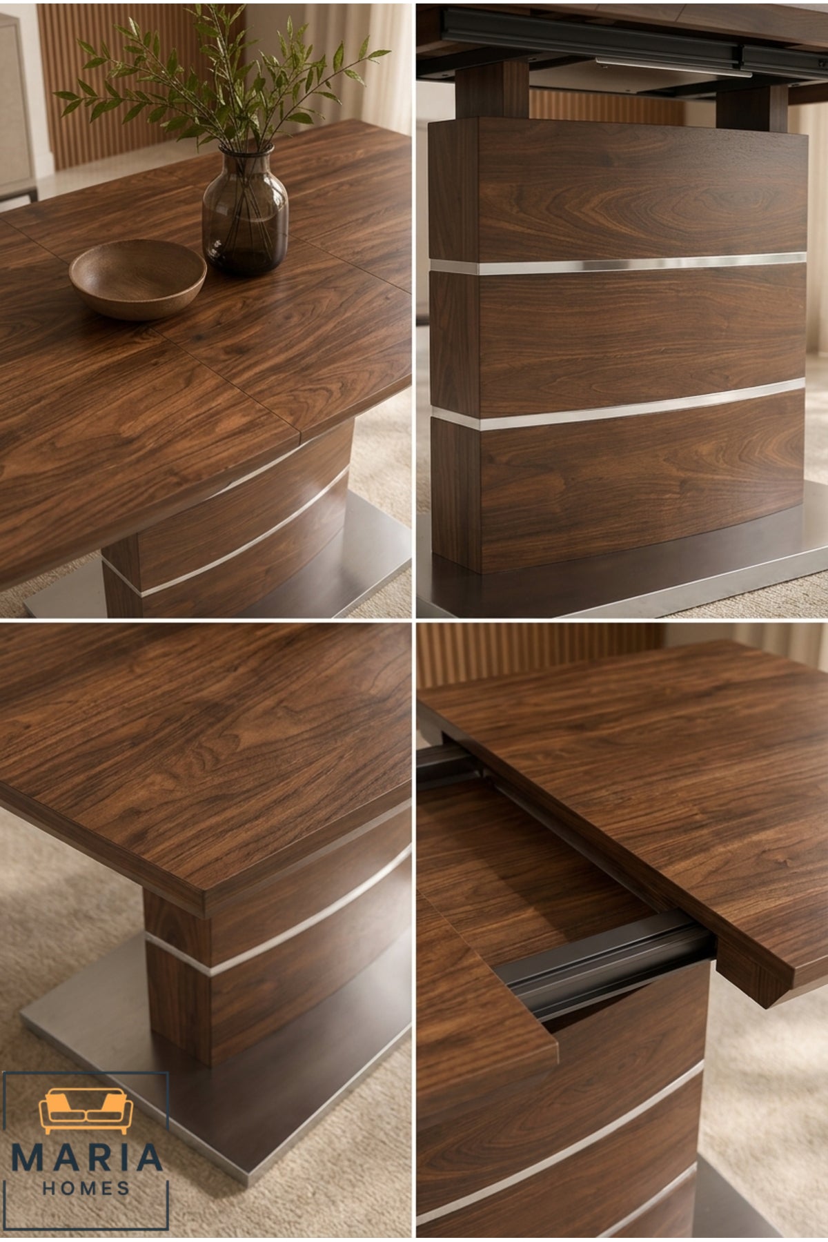 Extendable Wooden Dining Table √ê Modern Rectangular Dining Table with Expandable Top for Dining Room & Kitchen