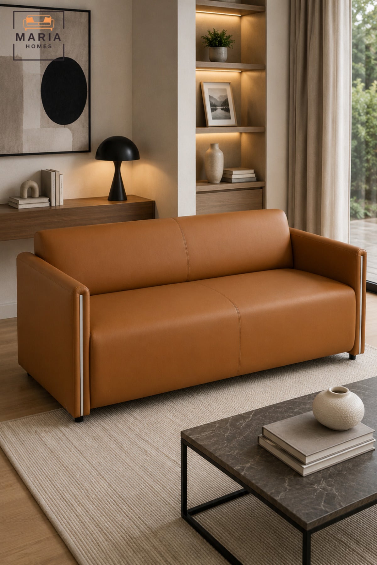 Modern 3 Seater Upholstered Sofa with Padded Seat and Sleek Armrests | Contemporary Couch for Living Room, Office, Reception & Lounge