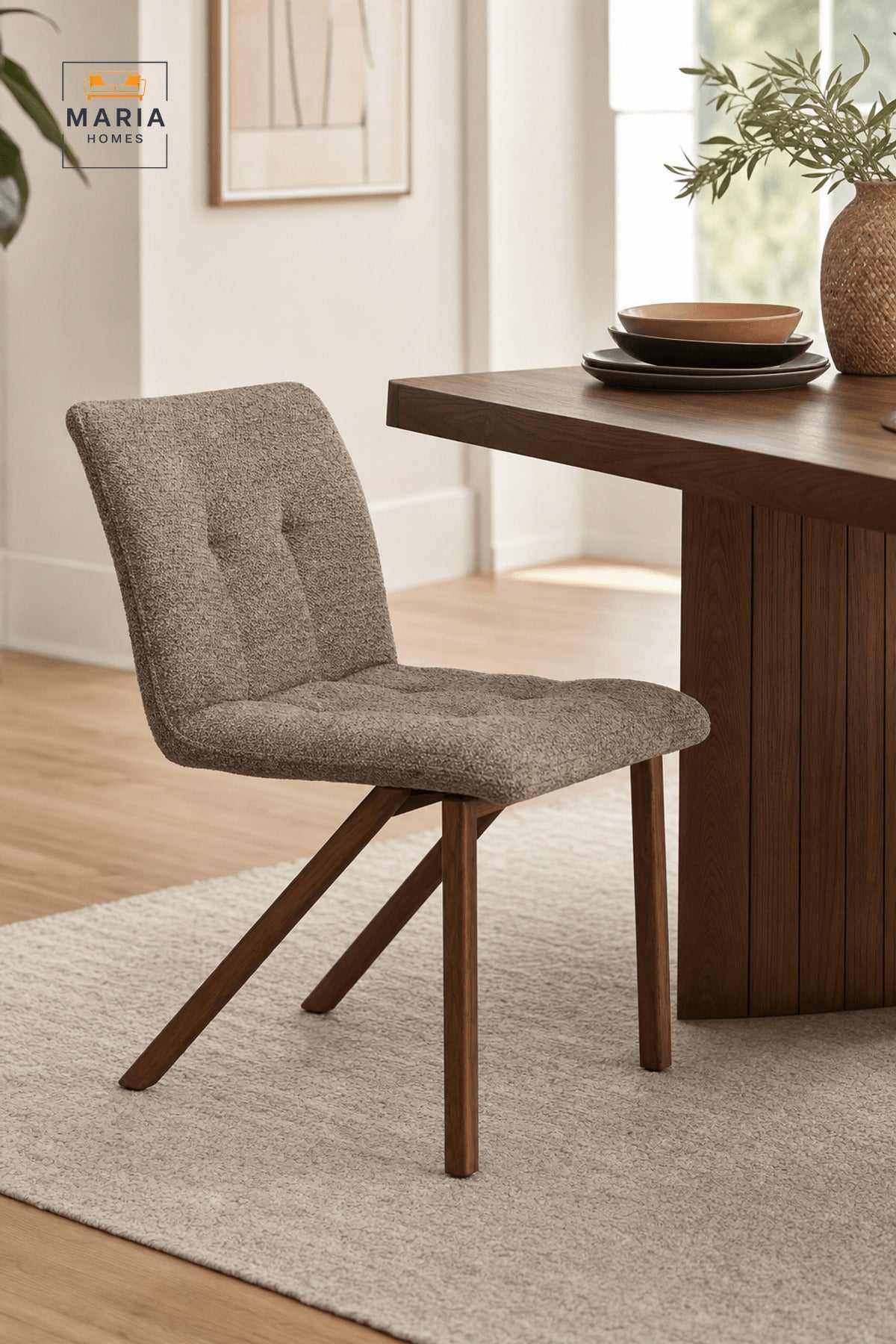 Coffee Brown Upholstered Dining Chair with Wood-Look Legs for Home and Dining Rooms