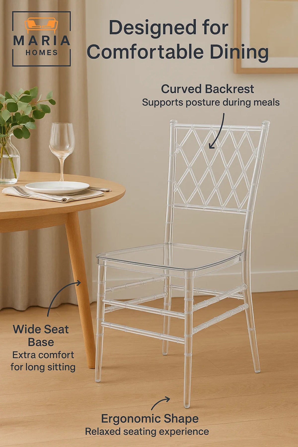 Clear Acrylic Chiavari Chair with Elegant Cross Back Design