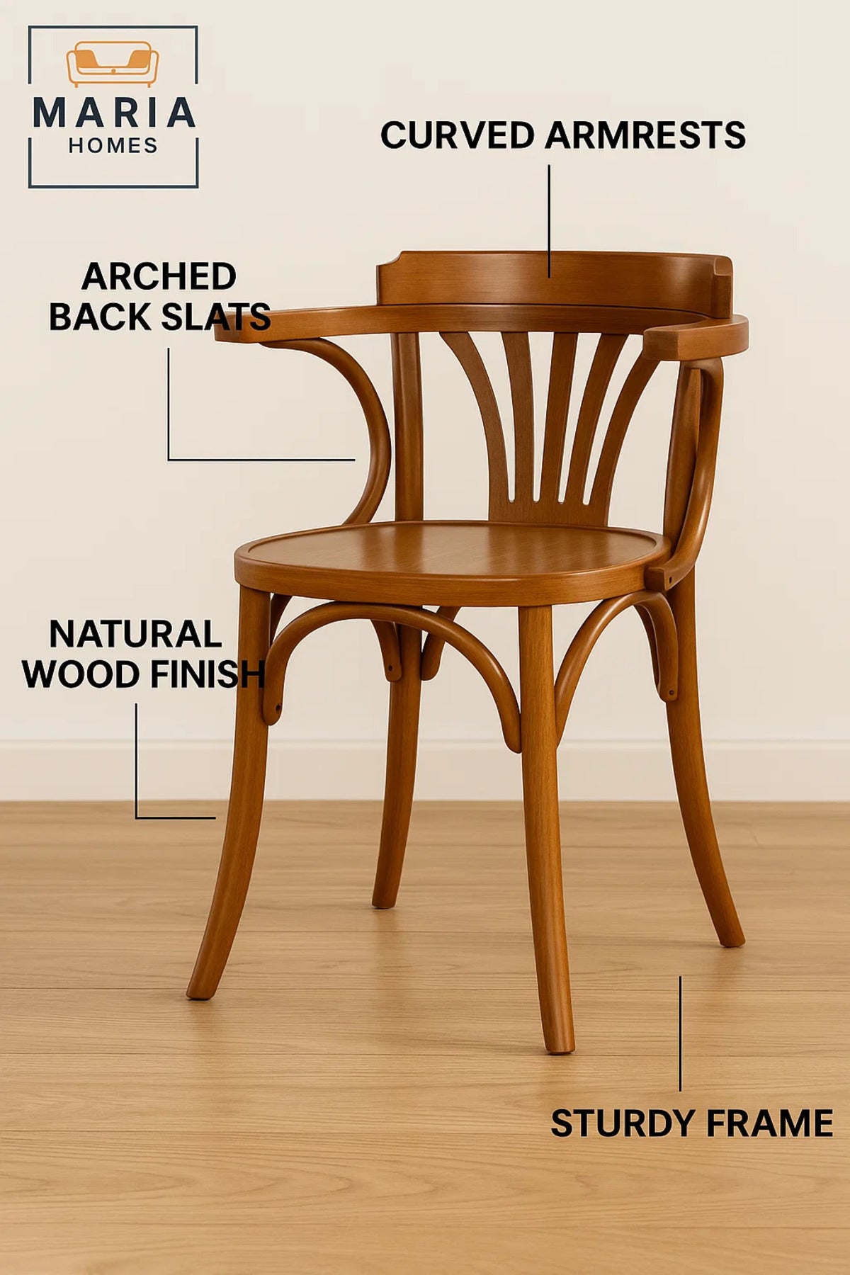 Classic Bentwood Wooden Armchair with Cane Seat Ð Vintage CafŽ Style