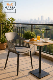 Grey Plastic Armchair with Black Legs Modern Ventilated Backrest Chair for Indoor & Outdoor Seating