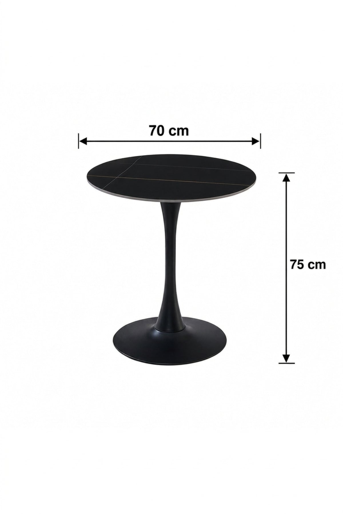 Modern Round Bistro Table with Black Pedestal Base for Cafe Dining Room Furniture