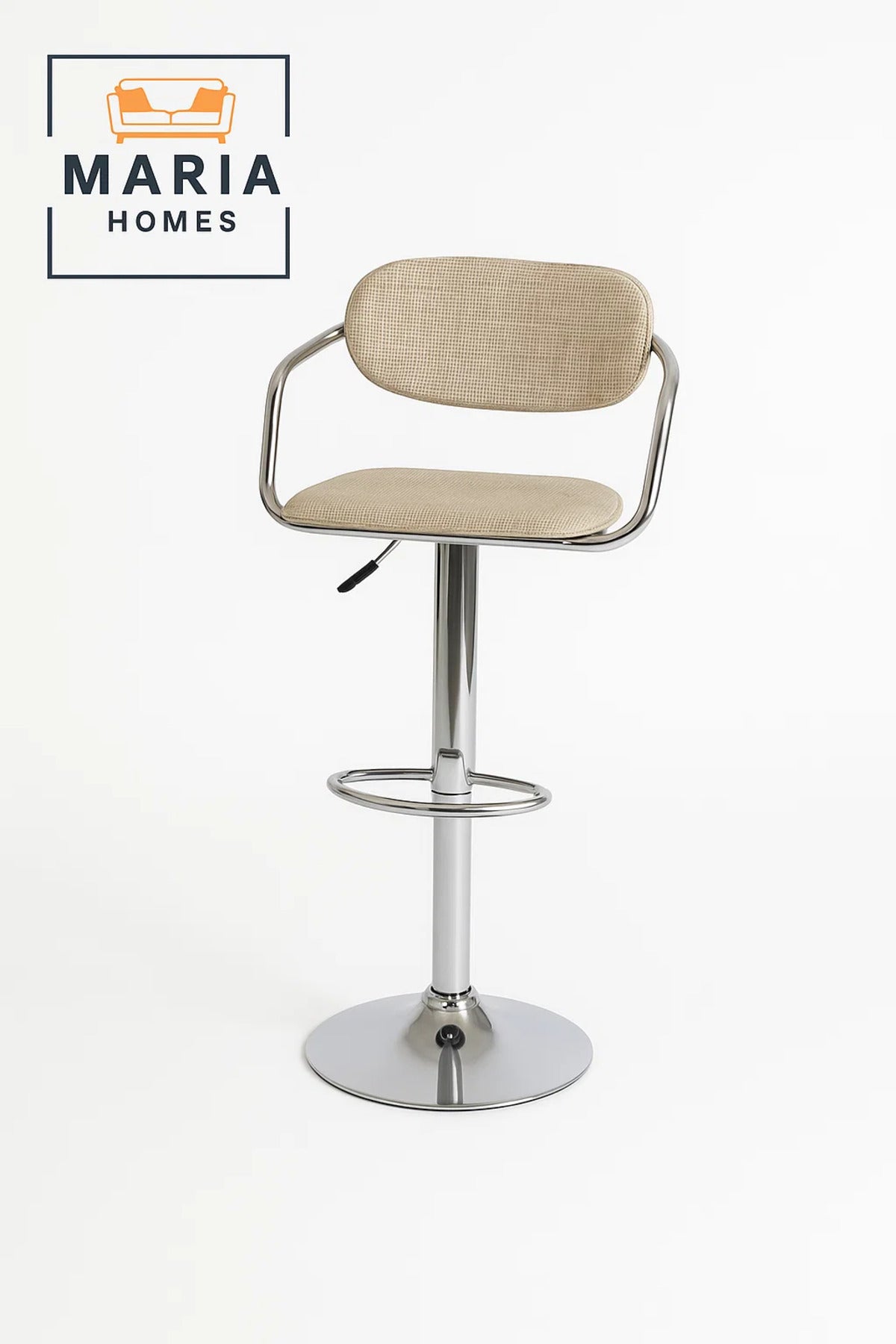 Adjustable Rattan Bar Stool with Chrome Base