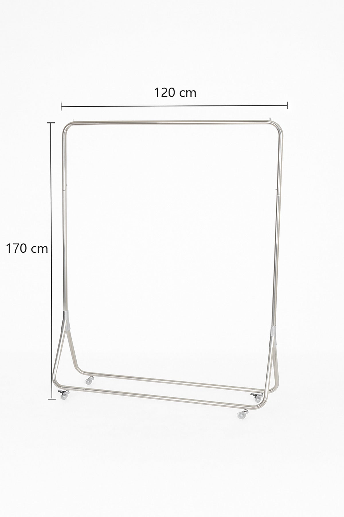 Modern Silver Metal Clothes Rack with Wheels 170_120cm Heavy Duty Garment Stand for Home or Boutique