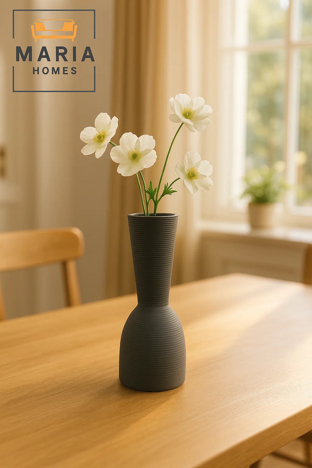 Modern Grey Decorative Vase Ð Sculpted Ceramic Table Vase with Textured Finish