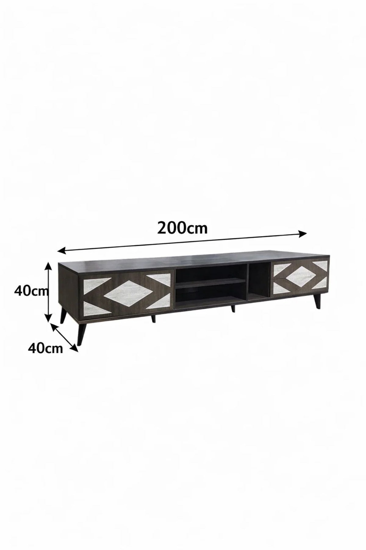 Stylish Geometric TV Unit Lowboard Media Console with Storage Shelves for Modern Living Room