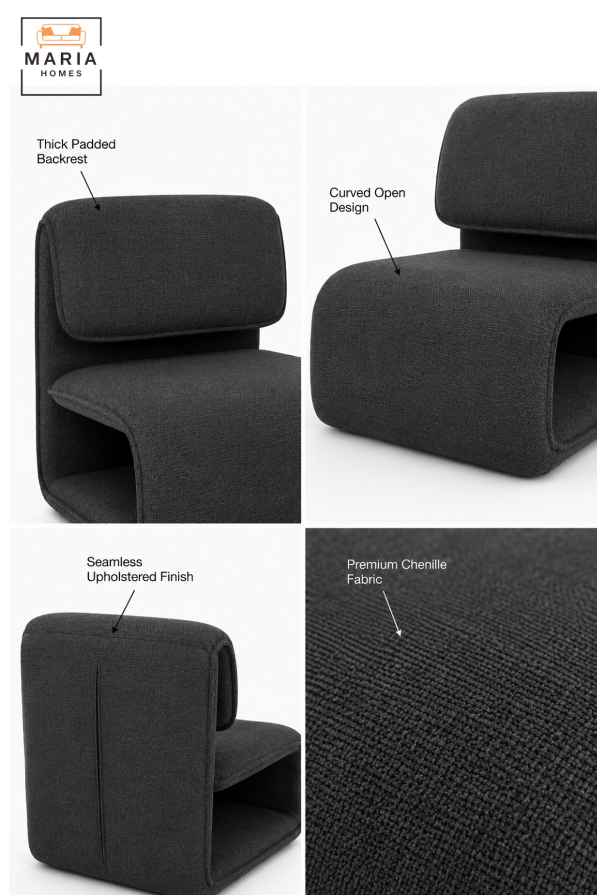 Modern Upholstered Accent Chair with Curved Sled Base & Padded Backrest | Contemporary Lounge Chair for Living Room, Bedroom, Office & Reception