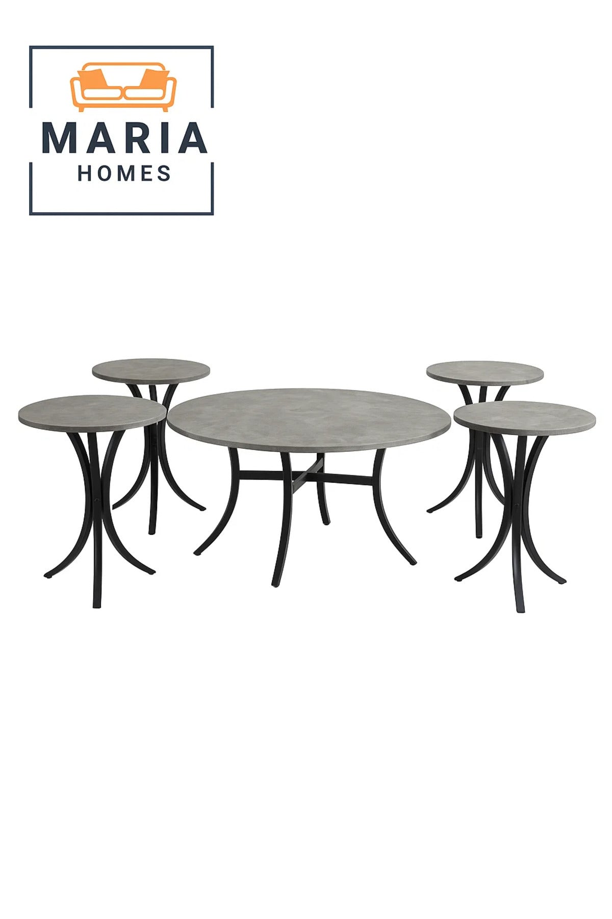 5-Piece Curved-Leg Round Coffee Table Set Ð Concrete Finish