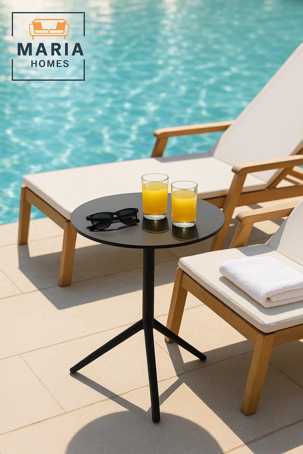 Round Black Tripod CafŽ Table with Slim Top
