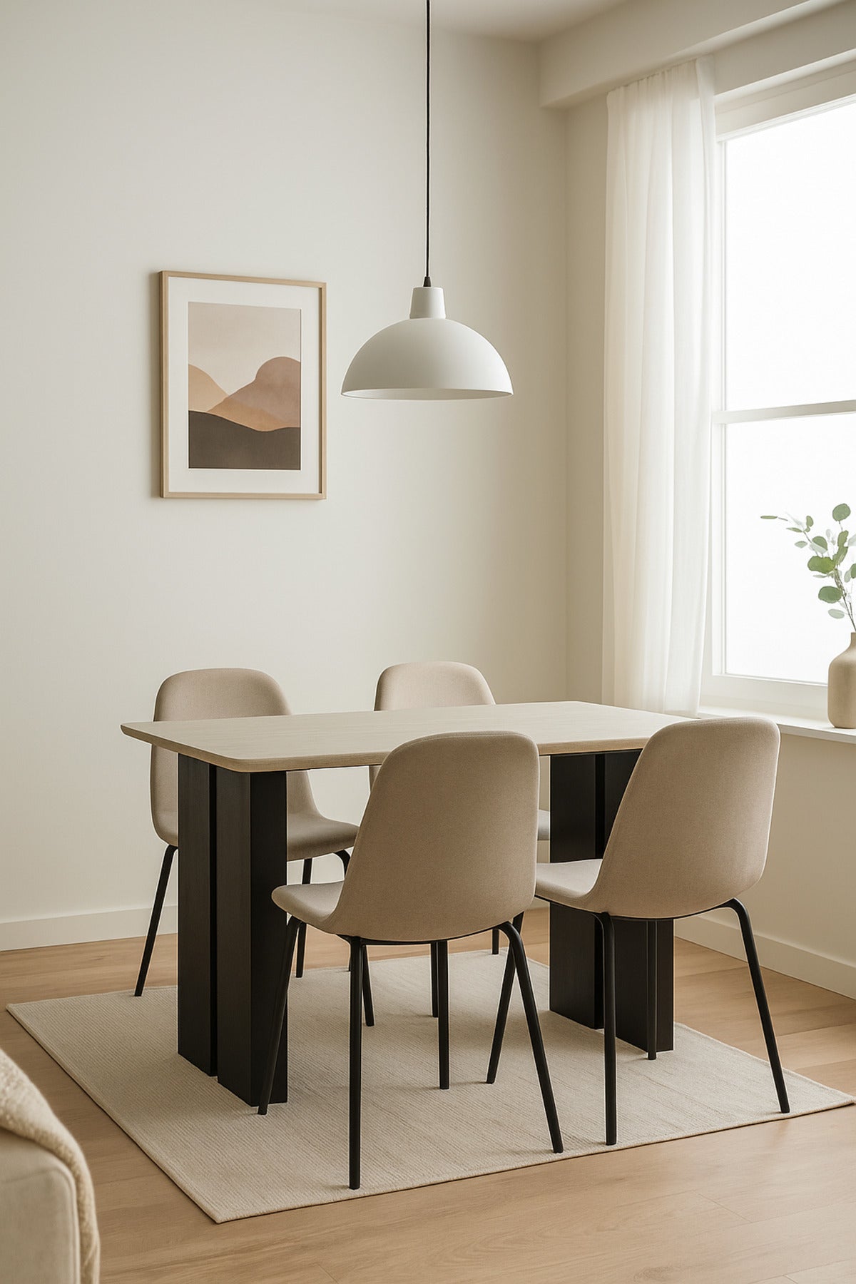 Modern Wooden Dining Table with Black Legs Stylish Table for Dining Room 130_80_76 cm