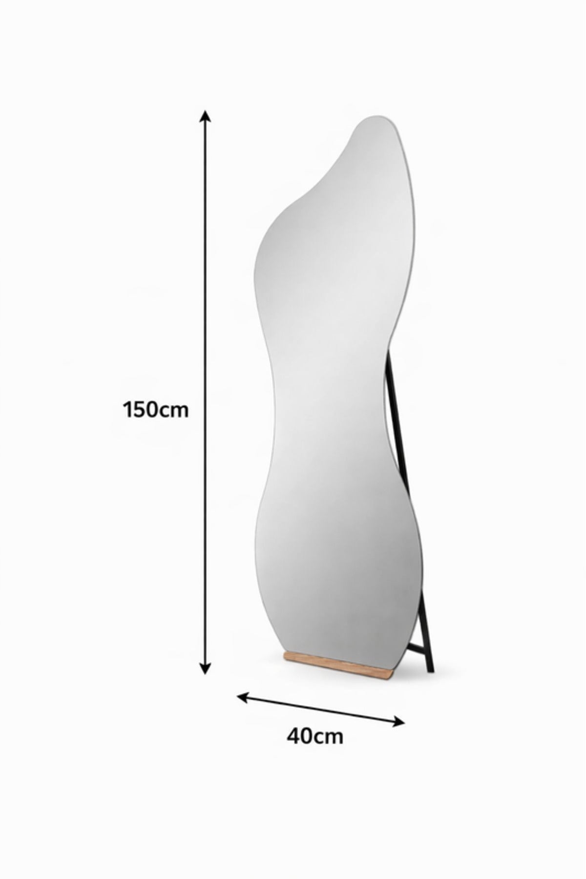 Modern Wavy Full Length Standing Mirror with Metal Stand 150 _ 40 cm modern wavy full