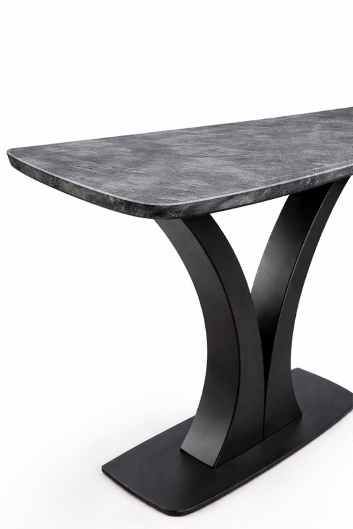 Dark Grey Console Table with Black Metal Base Modern Entryway dark grey console