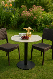 Gray Round Dining Table 70Ð74 cm Ð Modern CafŽ & Restaurant Table with Metal Base