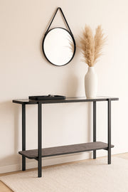Modern Glass Console Table with Black Metal Frame & Bottom Shelf Ð 140_40_80 cm