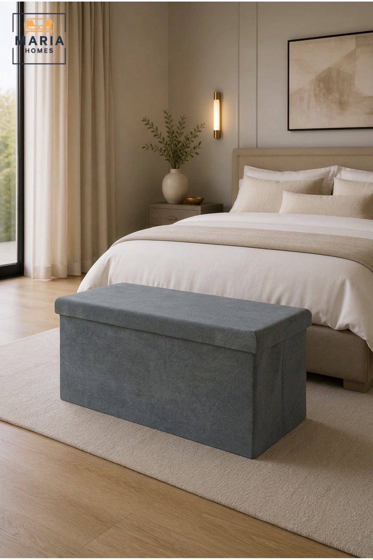 Foldable Storage Ottoman Bench with Padded Seat and Hidden Compartment, Collapsible Organizer for Bedroom, Living Room, Entryway and Dressing Room