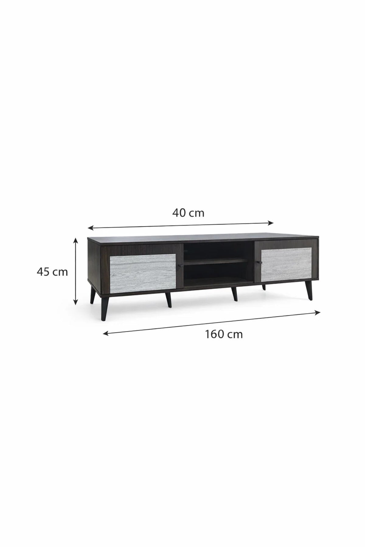 Brown & Grey TV Stand √ê 160x40x45 cm Modern Plasma Table with Cabinets & Shelves