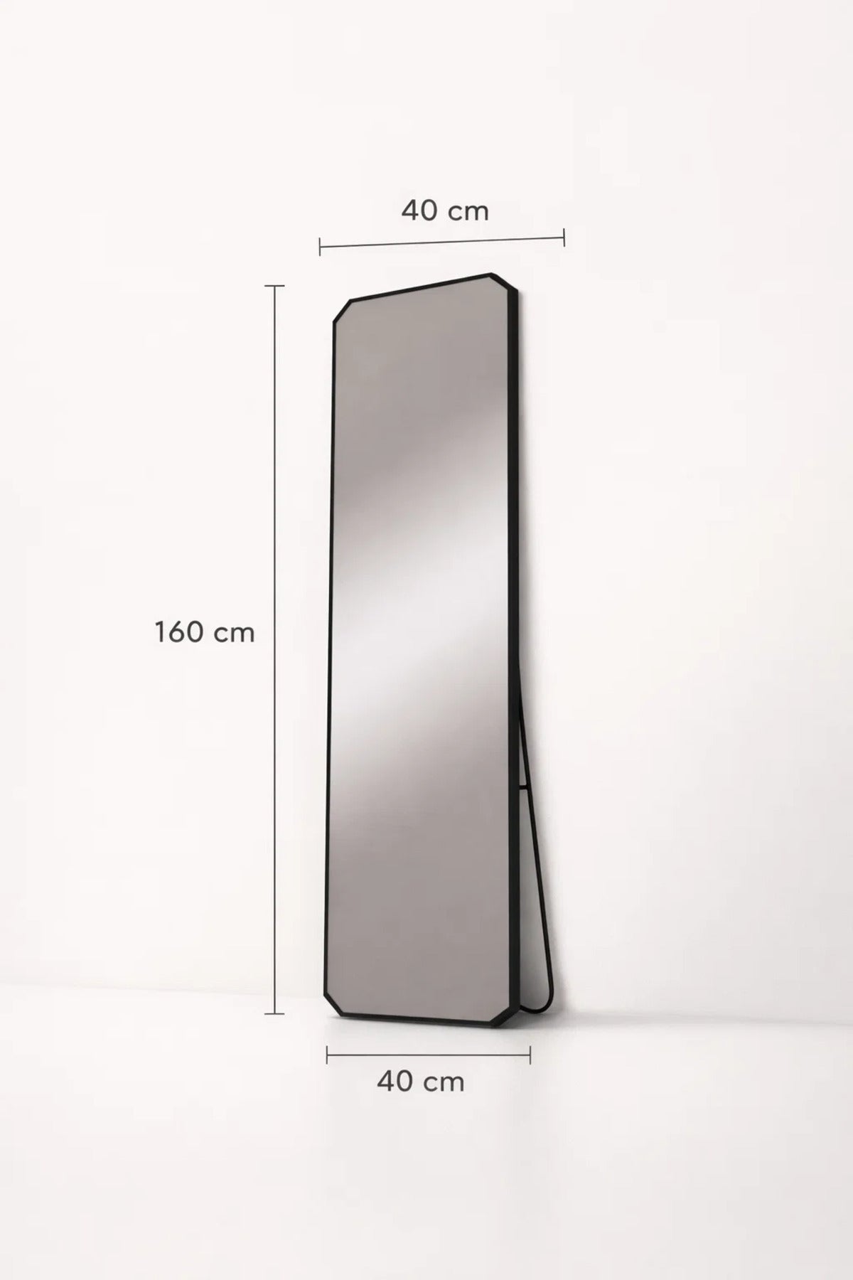 Black Aluminum Floor Mirror Full Length Standing Break Resistant 160x40cm Modern Home Bedroom Design