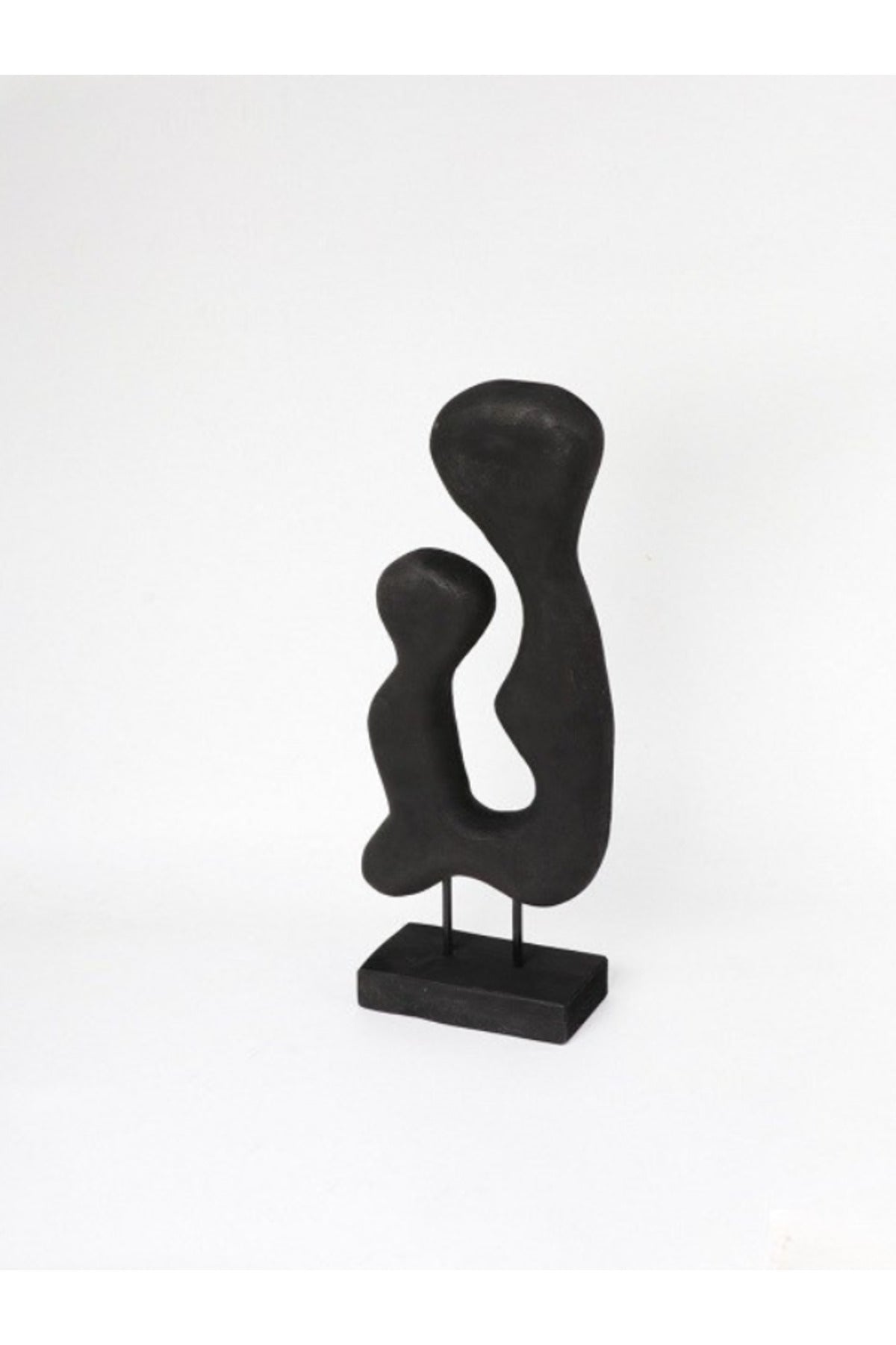 Black Wooden Abstract Freeform Sculpture on Stand Ð Modern Decorative Accent