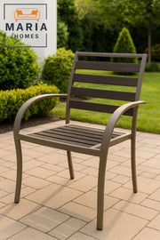 Beige Frame Outdoor Chair with Brown Slatted Seat Ð Garden & Patio Use