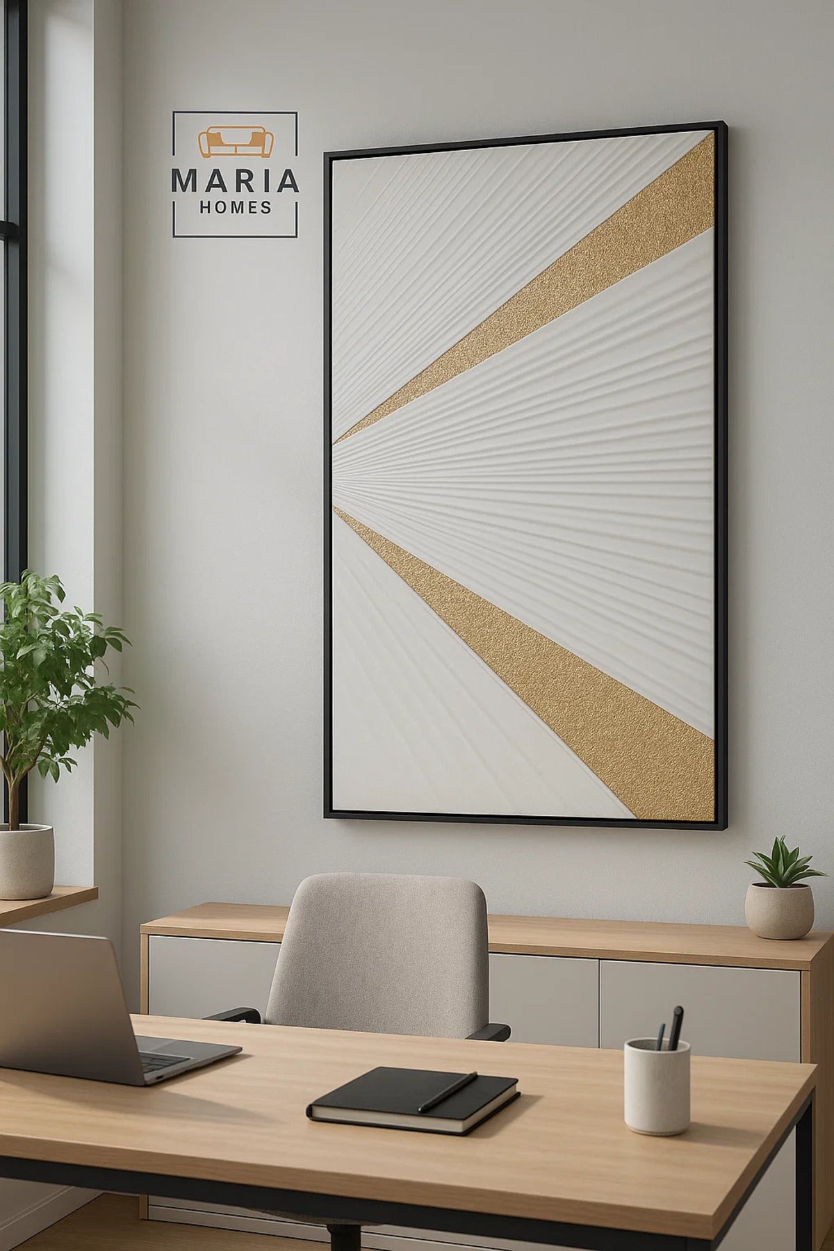 White and Gold Abstract Folded Wall Art Modern Luxury Textured Decor for Living Room 80*120CM