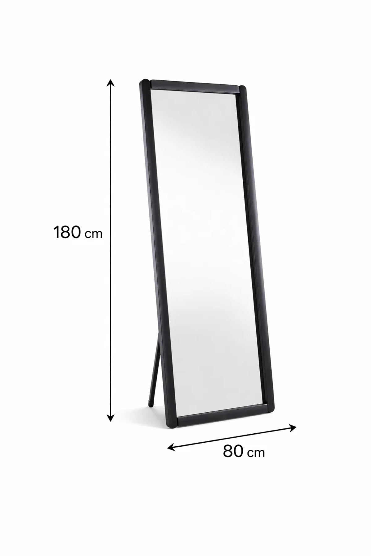 Black Full Length Standing Mirror 80x180cm Modern Floor black full length