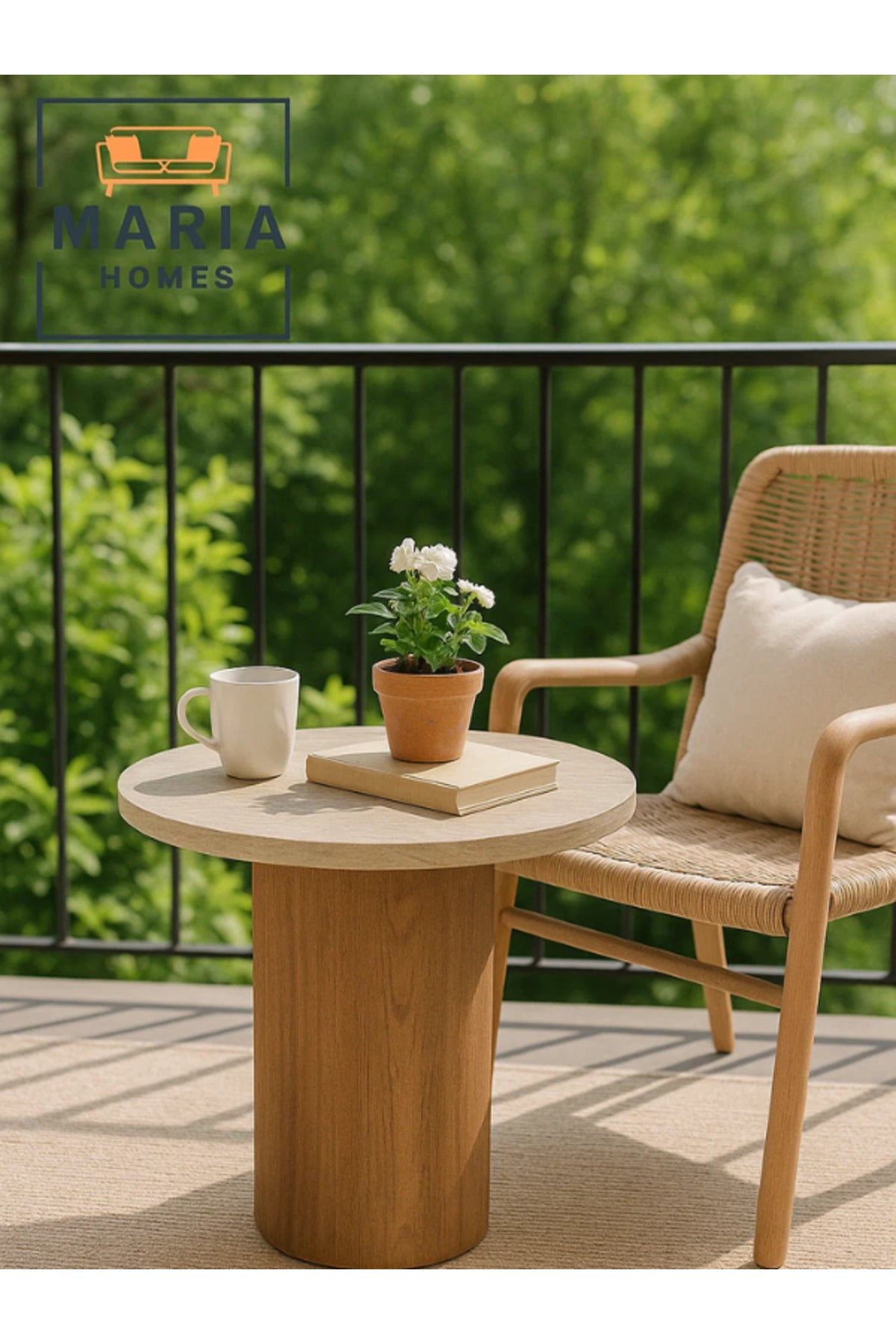 Modern Round Wooden Side Table Ð Brown Coffee Table 50_50 cm for Living Room & Bedroom