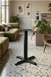Black Metal Restaurant Table Base – 72 cm Heavy Duty Dining Table Pedestal with Cross Base