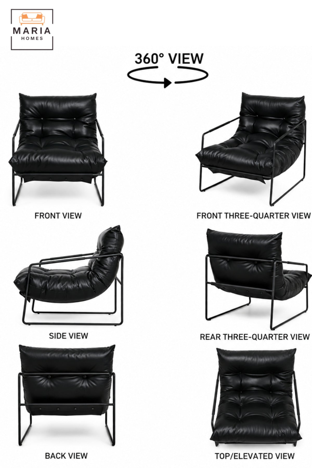 Modern Deep Cushioned Lounge Chair with Tufted Backrest & Slim Armrests | Contemporary Accent Chair for Living Room, Bedroom, Office & Reading Area