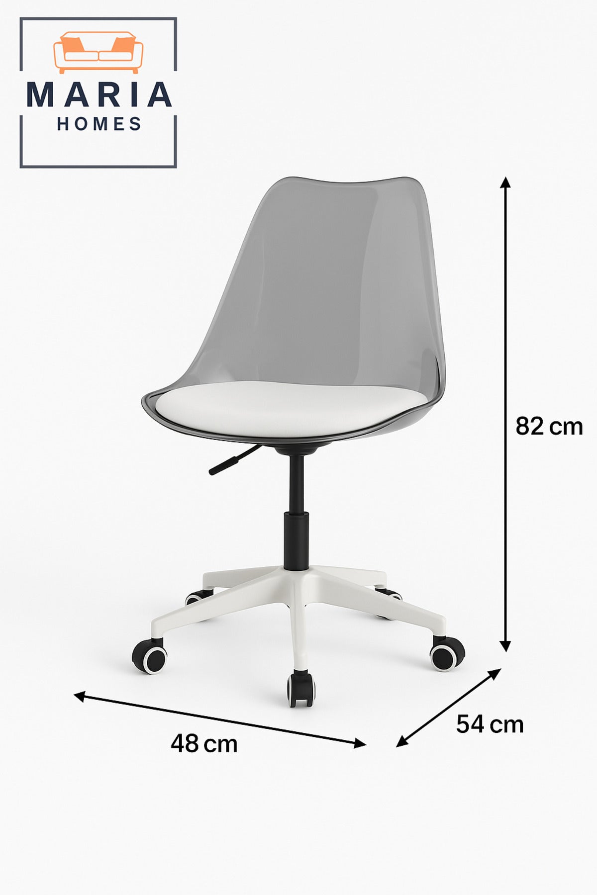 Grey Transparent Office Chair Ð Modern Swivel Desk Chair with Wheels