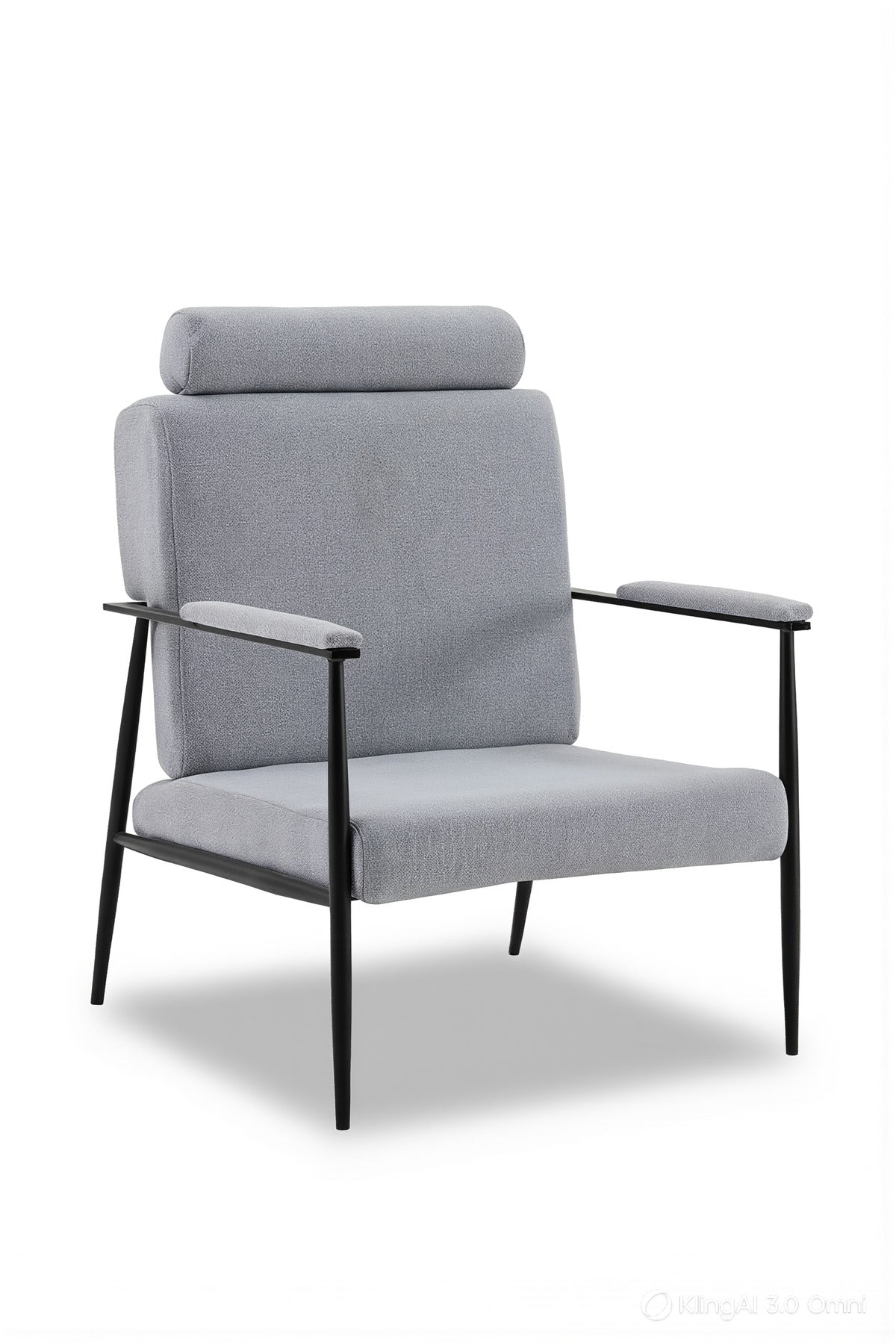 Light Grey Lounge Chair with Headrest | Modern Comfortable Armchair for Living Room & Office Decor