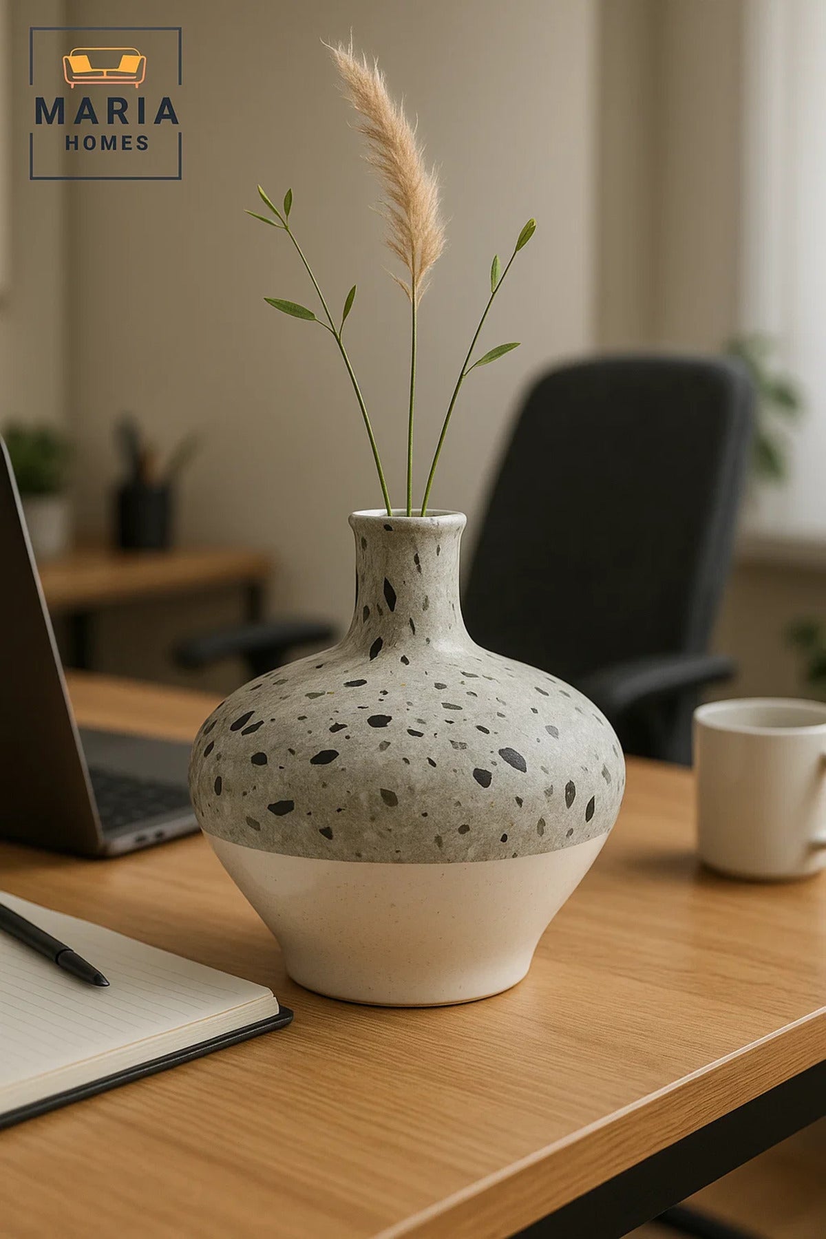 Terrazzo Pattern Ceramic Vase – Modern Round Decorative Flower Pot
